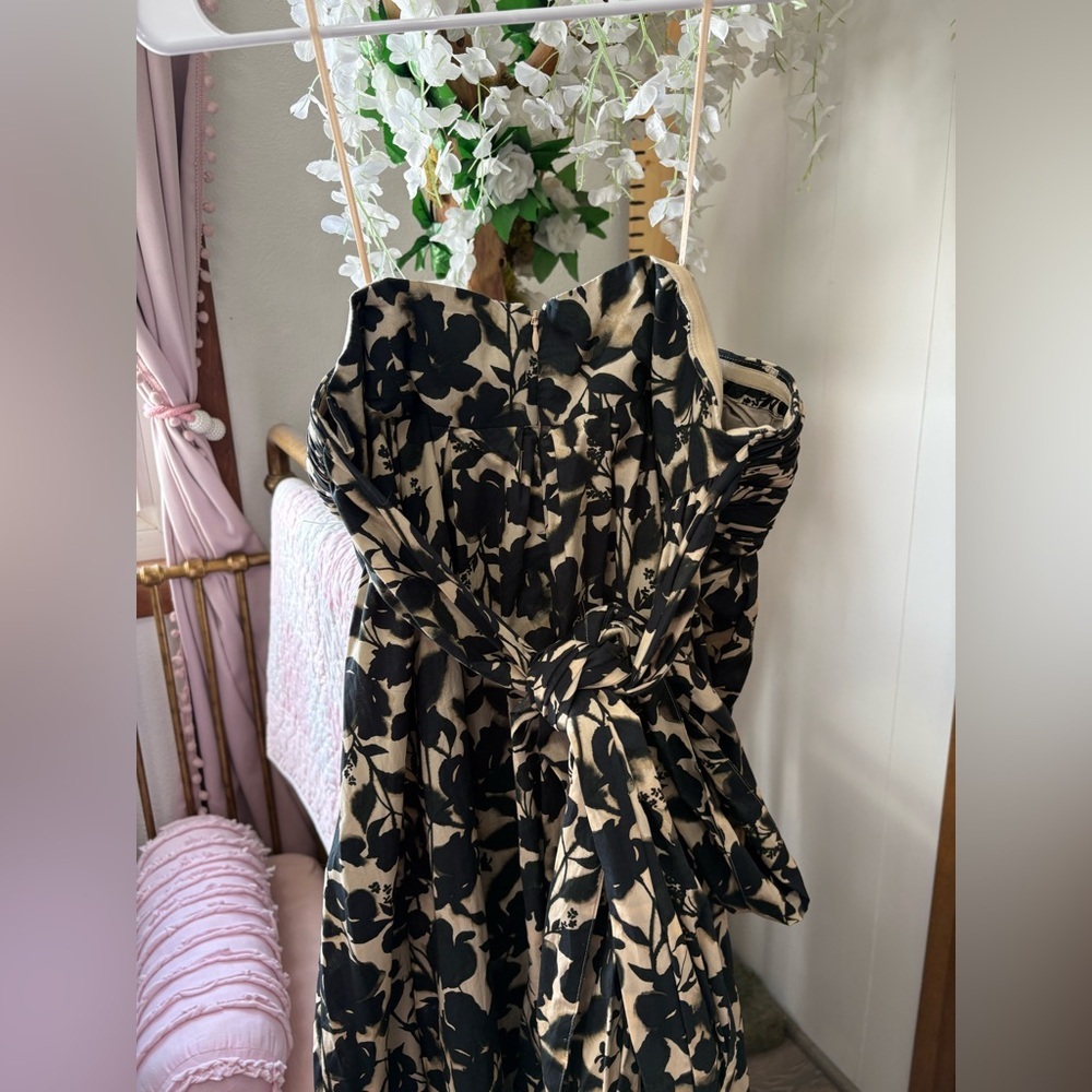 J. Crew Strapless Black & Cream Floral Maxi Dress - Picture 9 of 9